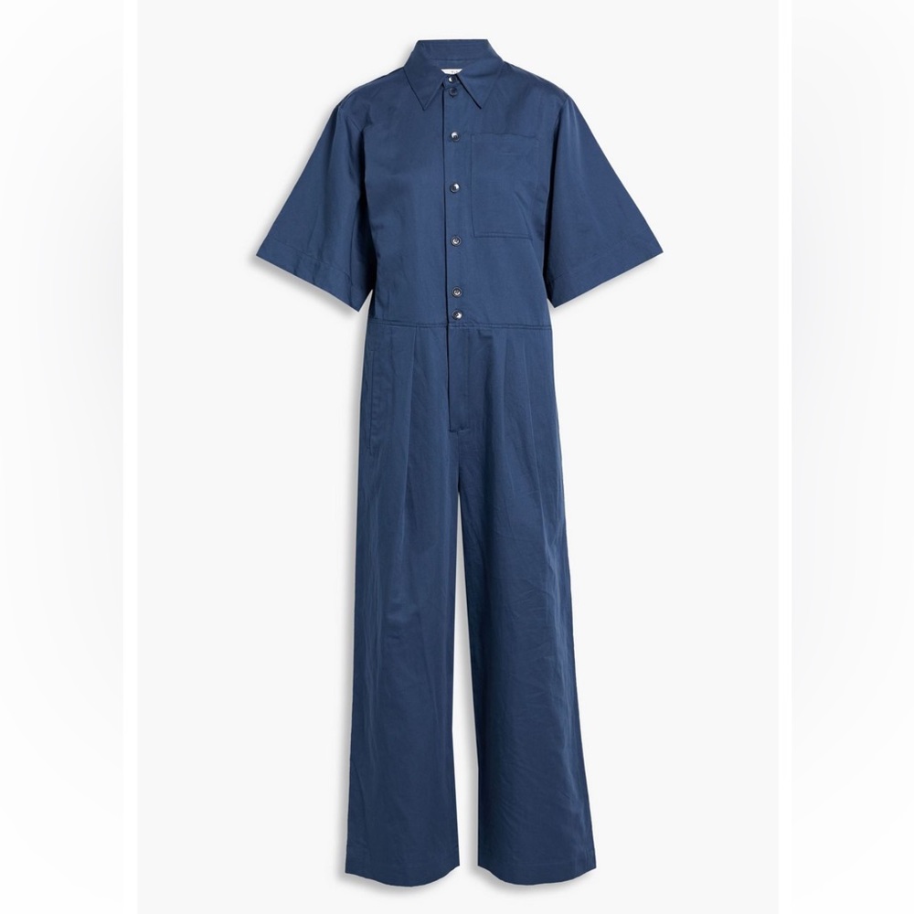 Tibi cotton and linen blend sateen wide leg jumpsuit